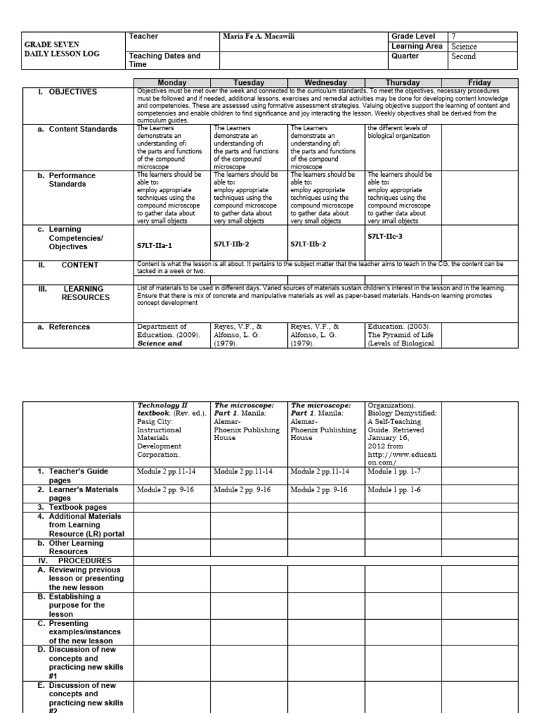 Grade 7 Science Daily Lesson Plan | PDF | Learning | Cognition