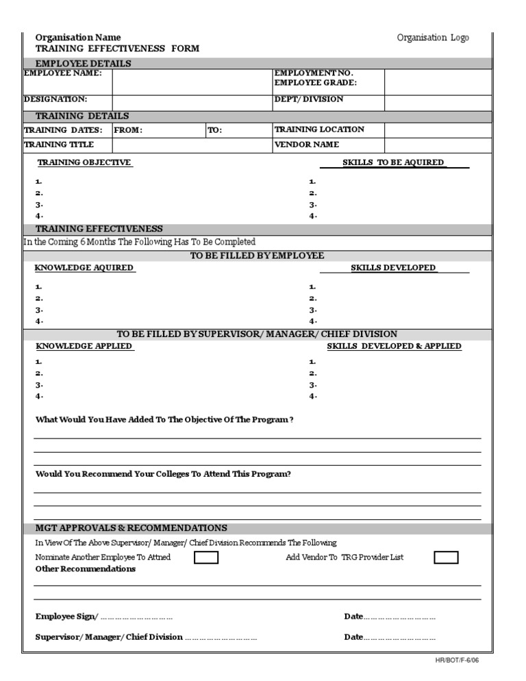 Training Effectiveness Form(1)