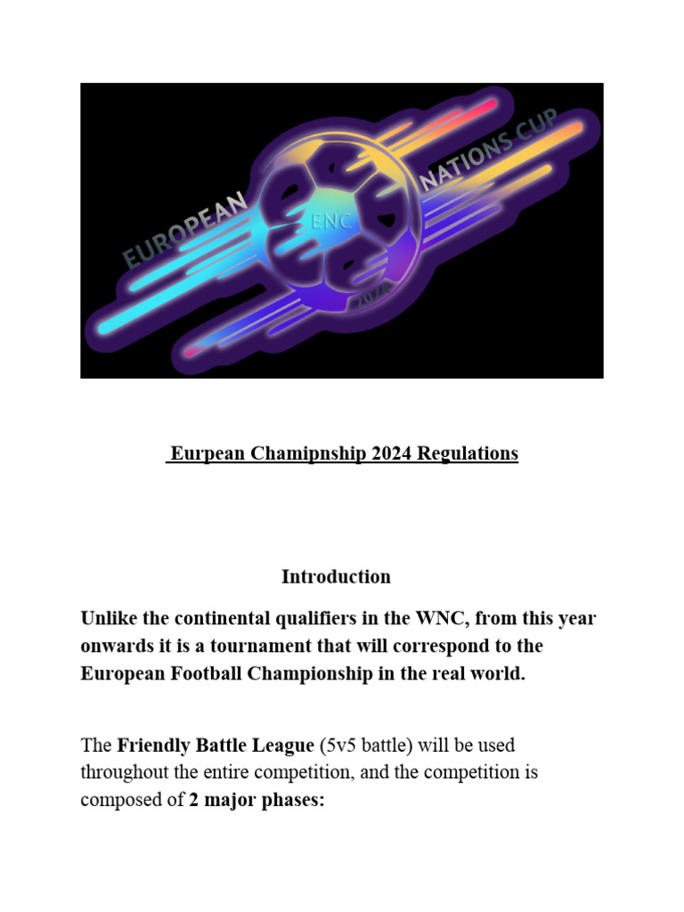 Image showcasing Eurpean Championship 2024 Regulations English | PDF | Tournament | Sports