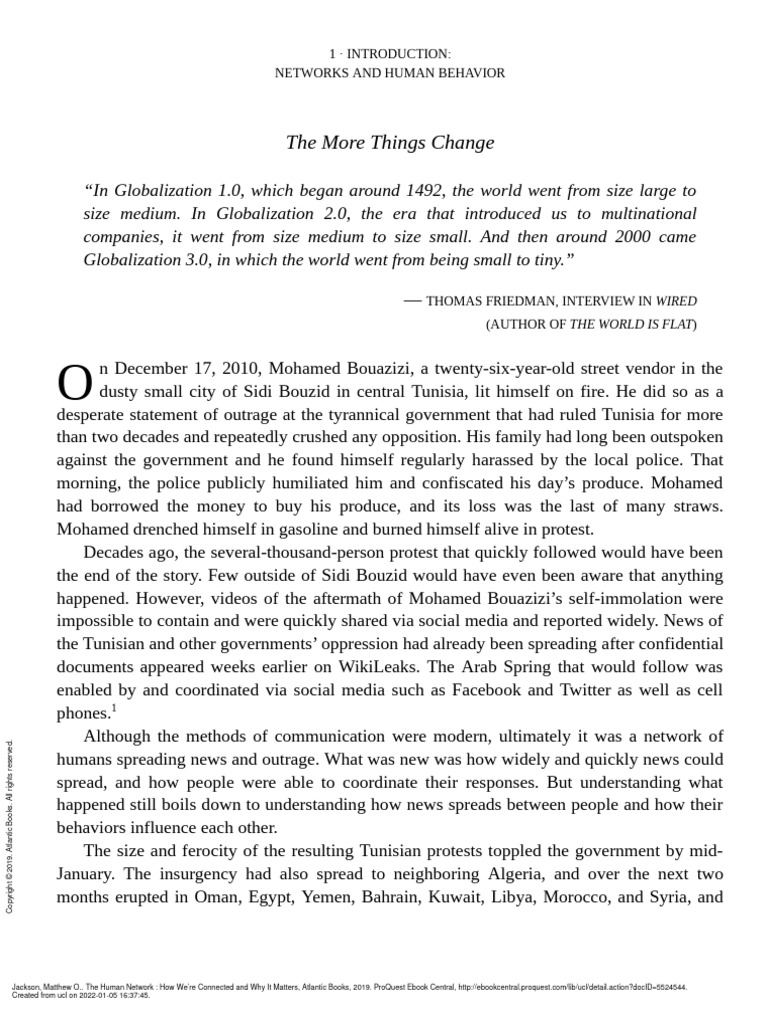 The Human Network Introduction | PDF | Arab Spring
