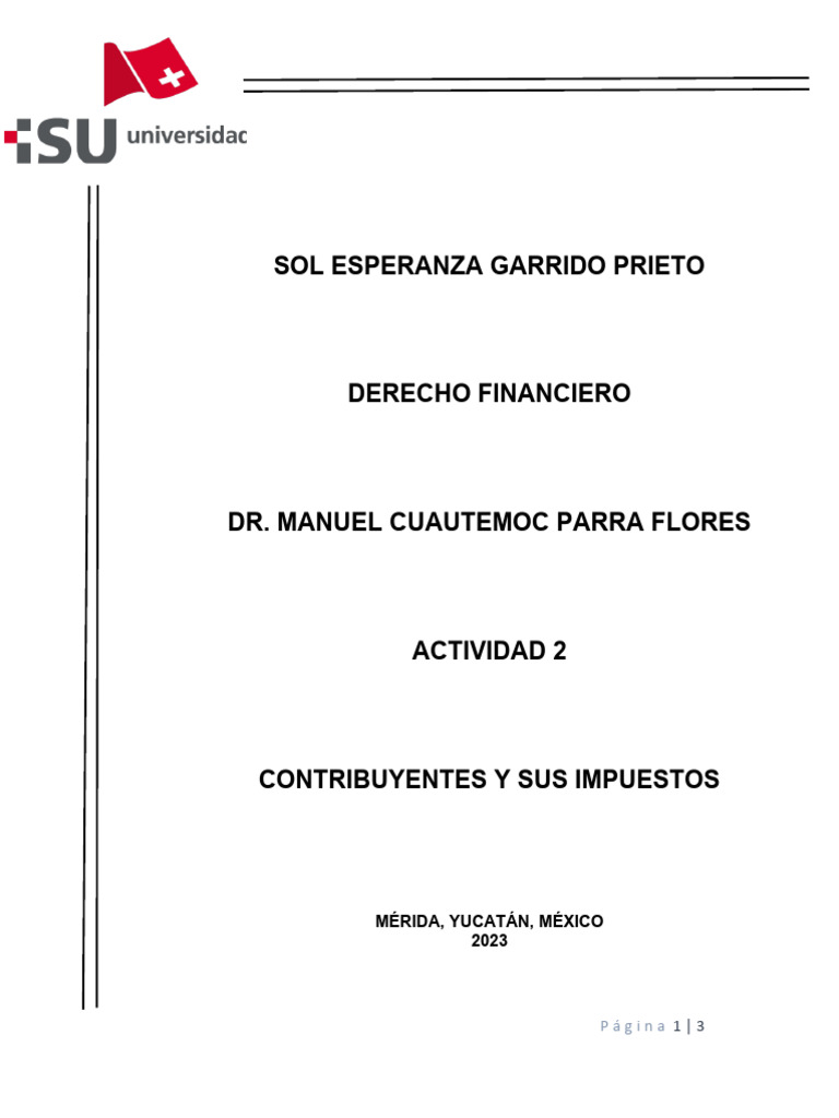 Actividad 2. Contribuyentes y Sus Impuestos | PDF | Impuesto sobre la ...