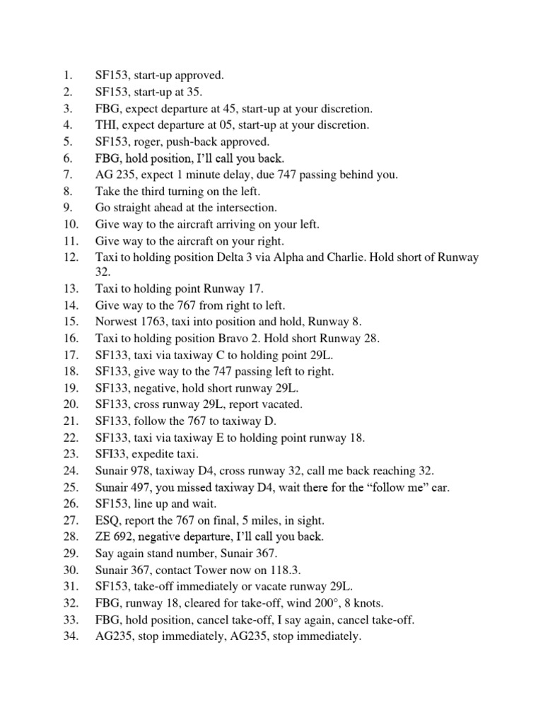 ATC Transcripts for Flight SF153 | PDF | Air Traffic Control | Takeoff