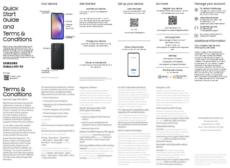 SAMSUNG A54 QSG FINAL | PDF | Samsung Electronics | Hearing Aid