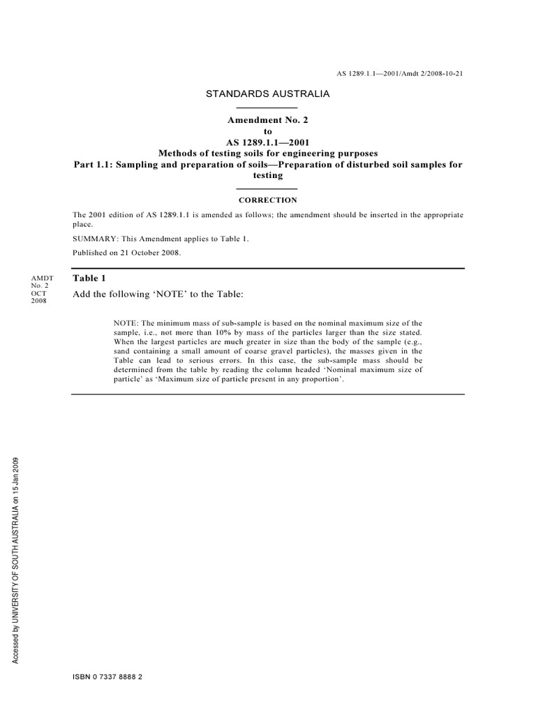1 As1289 1 1 2001+a2 2008 | PDF | Soil | Applied And Interdisciplinary ...