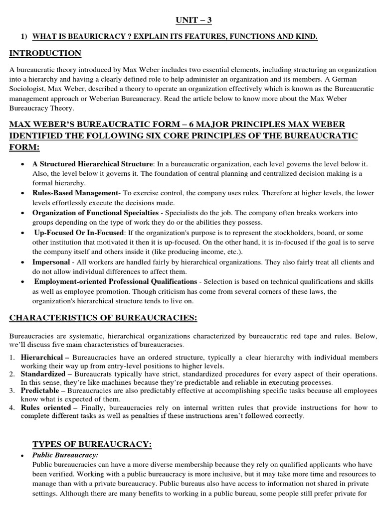 Unit 3 Public Administration Pdf Recruitment Bureaucracy