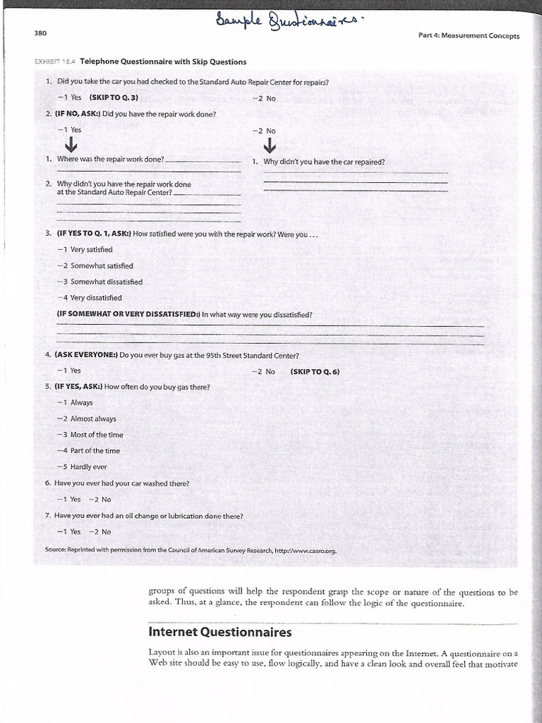 RM Questionnaire Examples | PDF