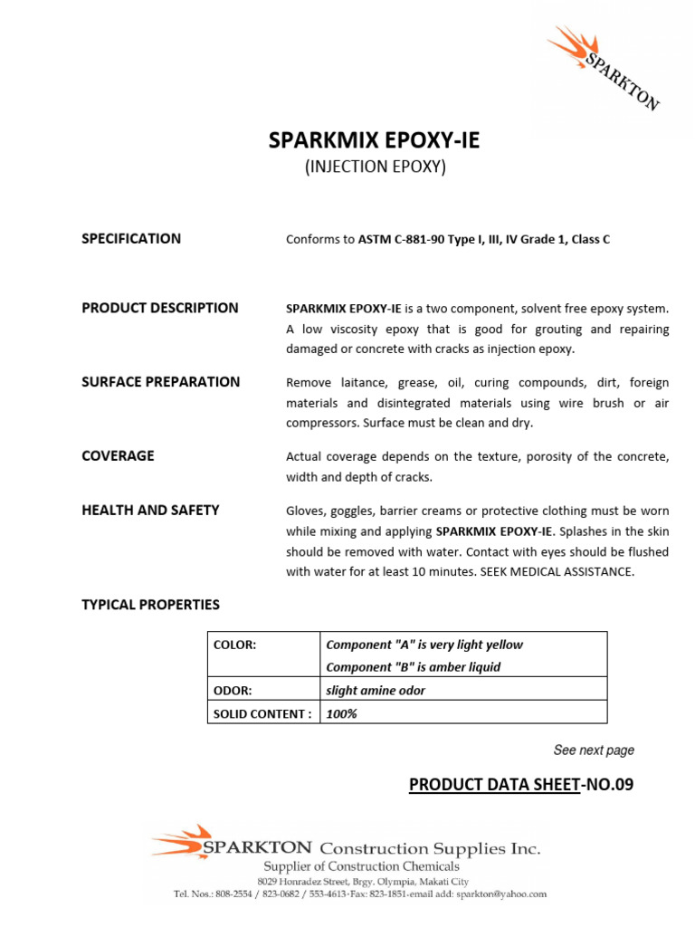 Sparkmix Epoxy-IE Specification Guide | PDF