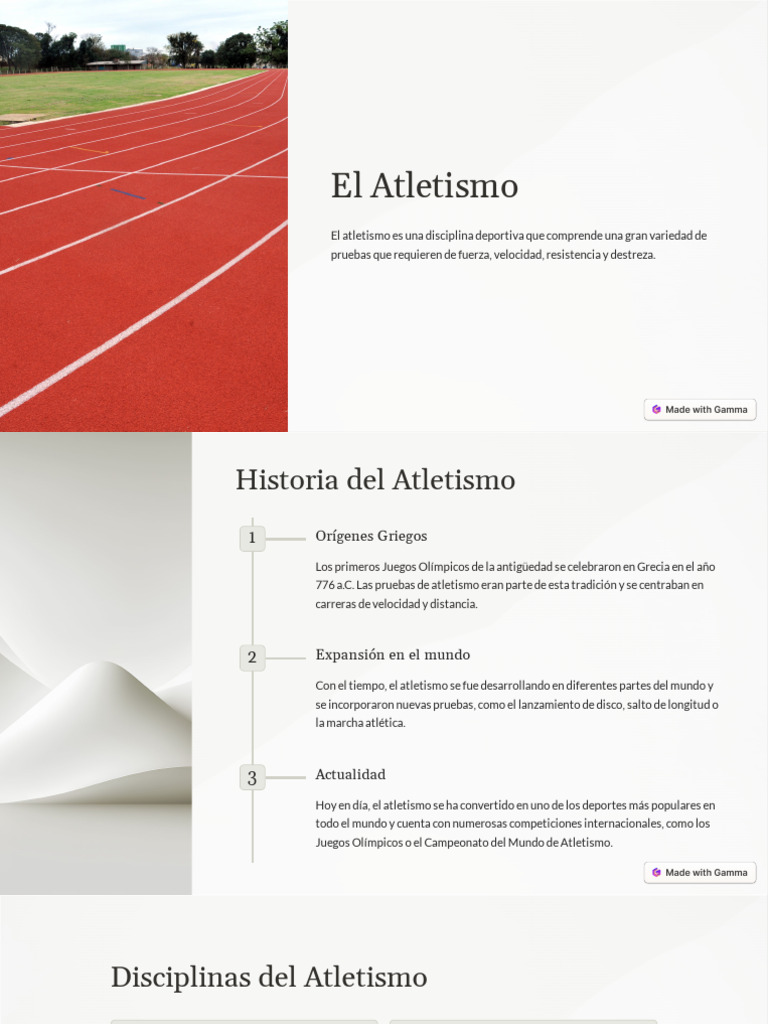 Historia y disciplinas del atletismo | PDF | Deporte del atletismo ...