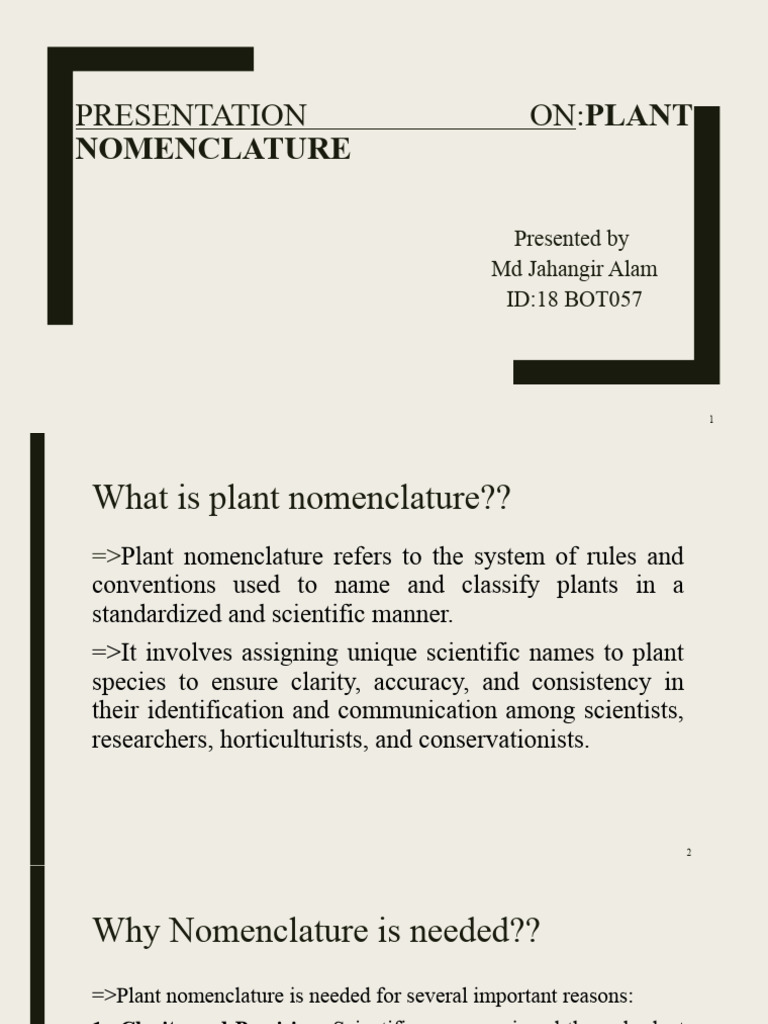 Plant Nomenclature Pdf Species Taxonomy Biology
