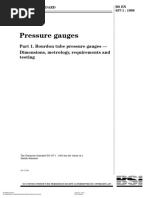 EN 837-1 Part 1. Bourdon Tube Pressure Gauges - Dimensions, Metrology, Requirements and Testing