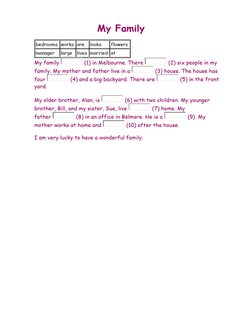 My Family Listening Pdf