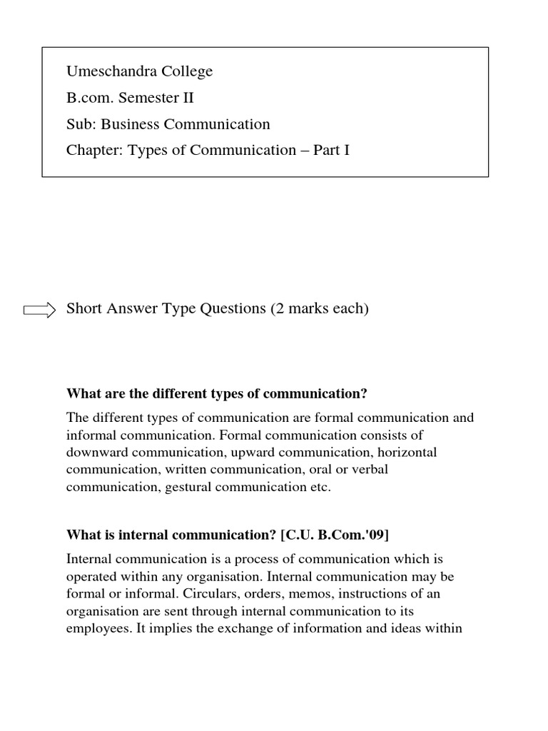 Semester II Types of Communication Part I | PDF