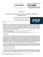 A Study on Tam Analysis of Customer Attitudes in Online Food Ordering System