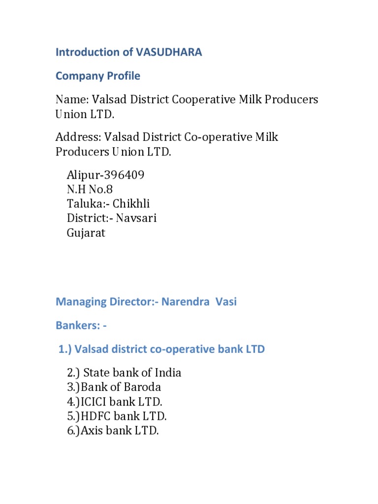 Introduction of VASUDHARA PDF Dairy Milk