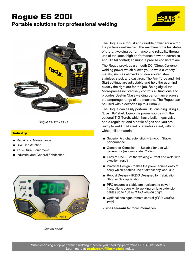 Katalog Esab Rogue 200i Pro | PDF | Welding | Construction
