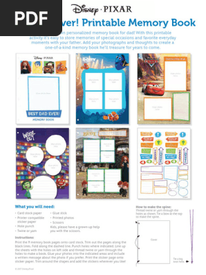 DisneyPixar Best Dad Ever! Printable Memory Book