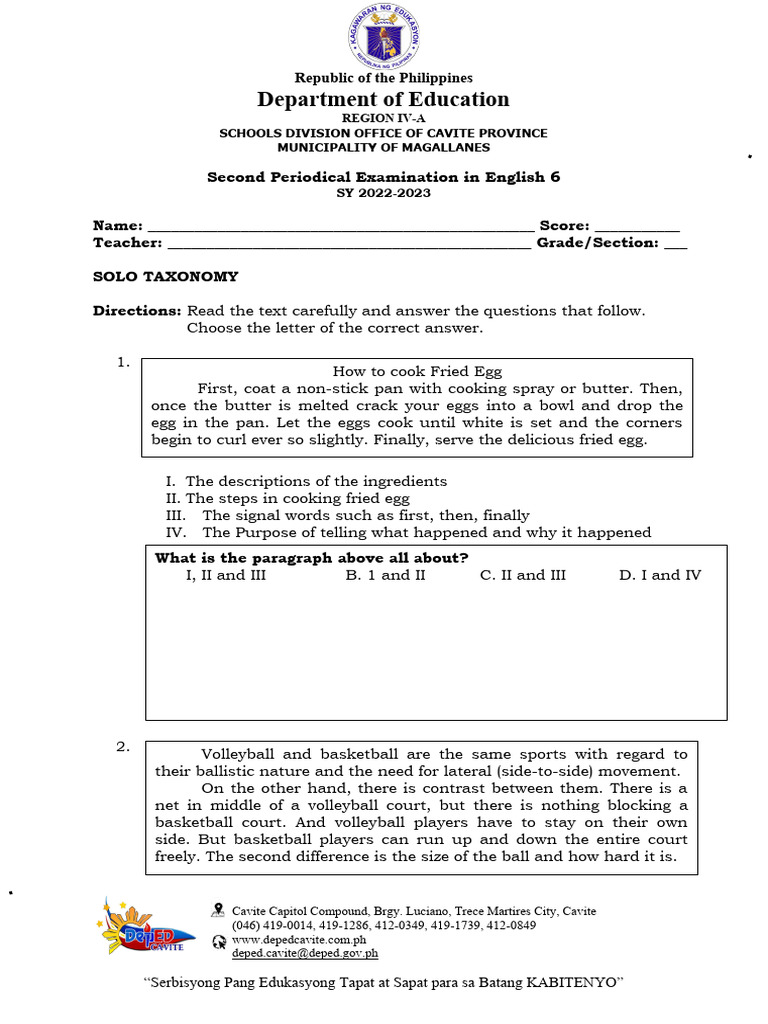 How To Write Test In English