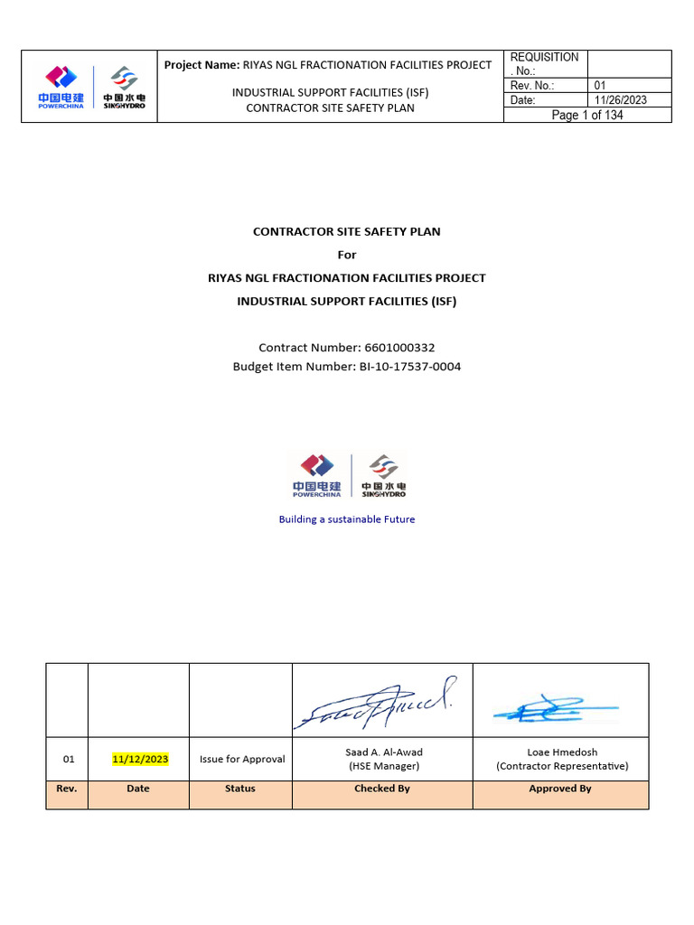 Riyas NGL Fractionation Safety Plan | PDF | Safety | Occupational ...