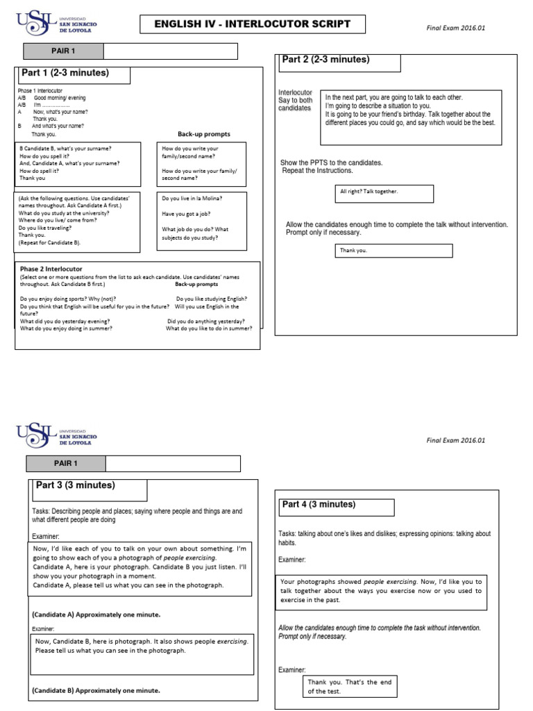 2016 English IV Final Exam Script | PDF | English Language