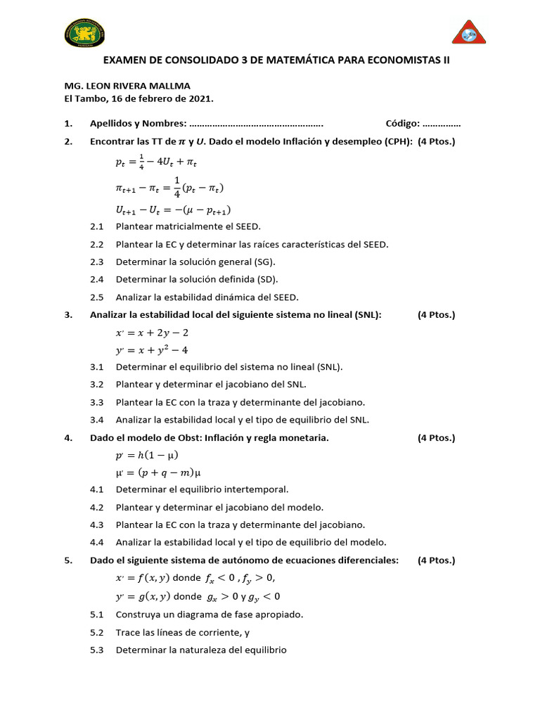 Exam C3 - Mateco 2 - 2020 2 | PDF