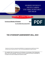 Legislative Note: The Citizenship (Amendment) Bill, 2019