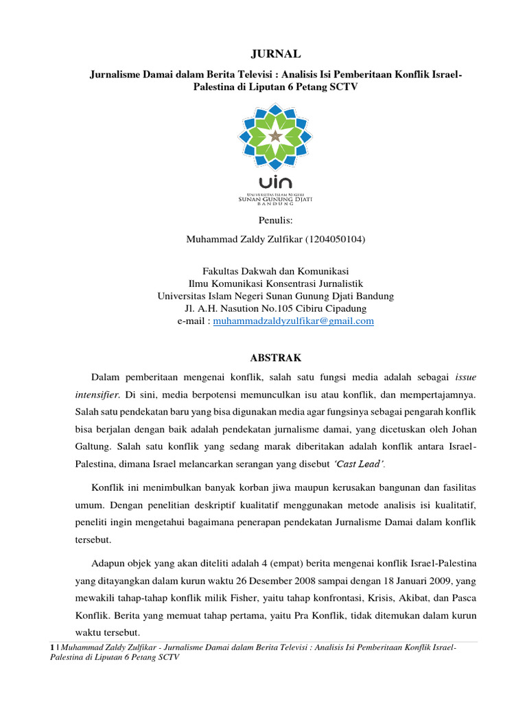 Jurnal Konflik Israel-Palestina - Muhammad Zaldy Zulfikar | PDF