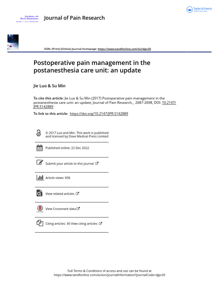Postoperative Pain Management Update | PDF | Analgesic | Pain Management