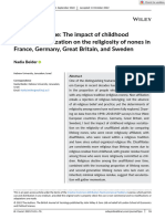 British Journal of Sociology - 2022 - Beider - Religious Residue The Impact of Childhood Religious Socialization On The