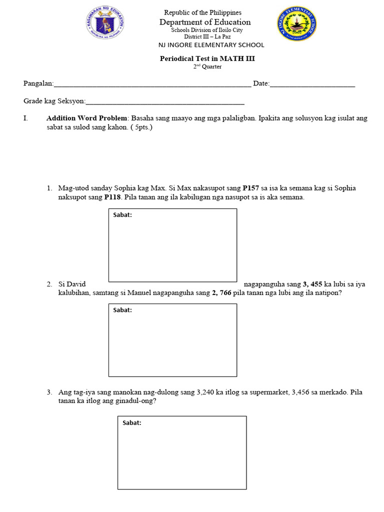 Math Periodical Test (Q2) | PDF