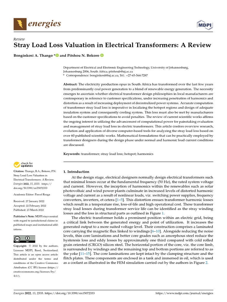 Stray Load Loss Valuation in Electrical Transformer | PDF | Transformer ...