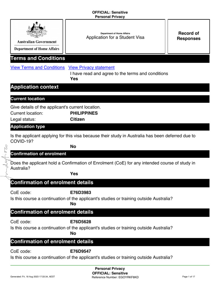 Immi Application Summary - Dytioco, Jan Maxine | PDF | Travel Visa ...