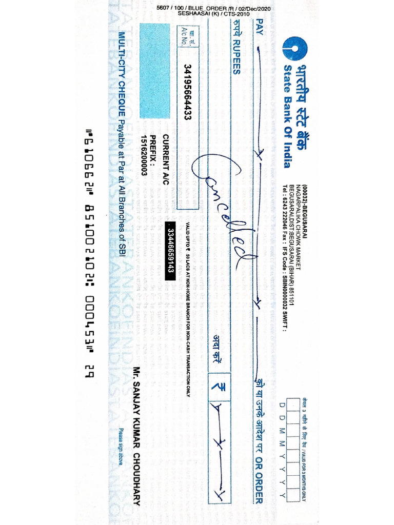 Cancelled Cheque PDF