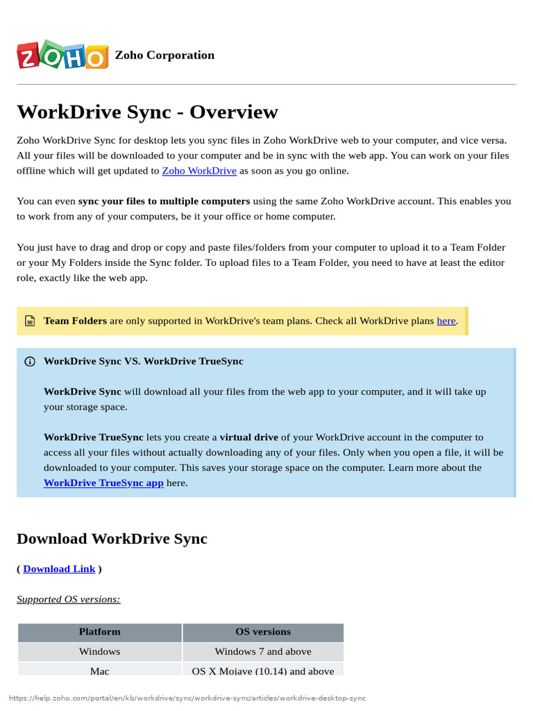 Zoho WorkDrive Sync for Desktop Guide | PDF | Icon (Computing ...