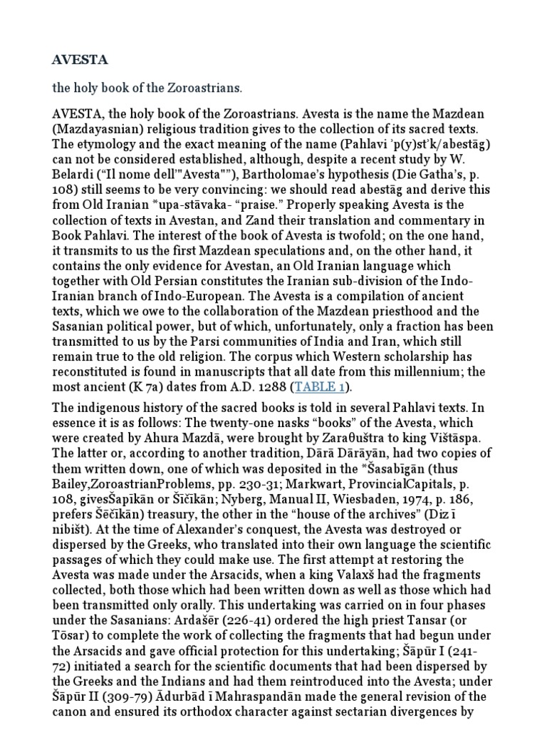 AVESTA the Holy Book of Zoroastrianism Kellens Zoroastrianism
