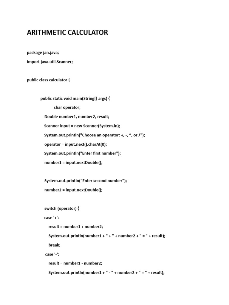 Arithmetic Calculator | PDF | Computers