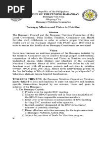The Barangay Mission & Vision Statement 2019