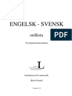 Engelsk Svensk Ordlista För Högskolaematematiken