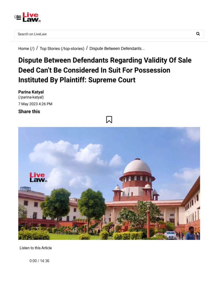 Supreme Court on Sale Deed Dispute | PDF | Lawsuit | Judgment (Law)