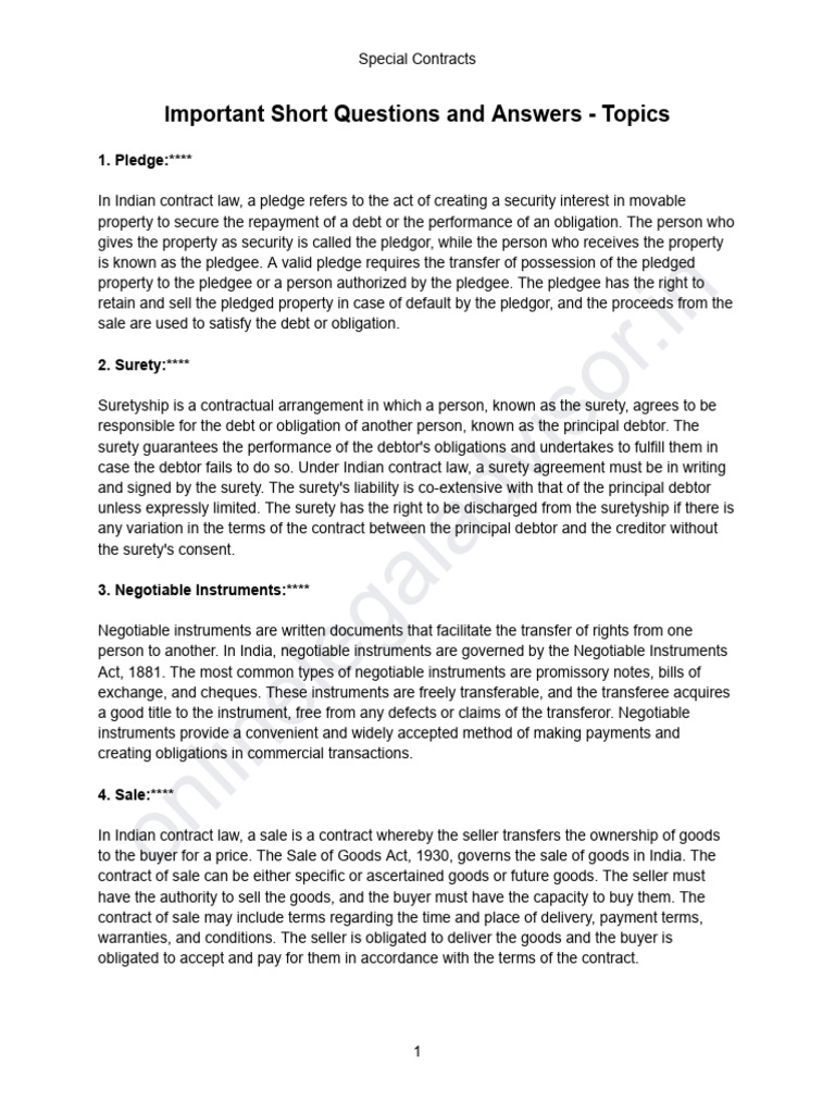 special contract | PDF | Guarantee | Negotiable Instrument