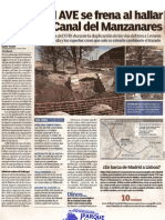 El LAV a Levante se frena al encontrar la Quinta Esclusa del Canal del Manzanares. Diario 20 Minutos.