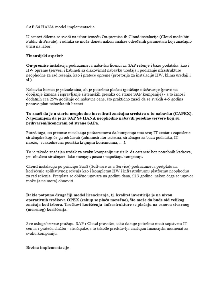 SAP S4 HANA Deployment PDF