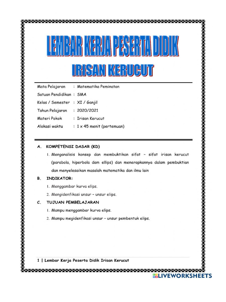 Lkpd Irisan Kerucut Kelas 11 Pdf