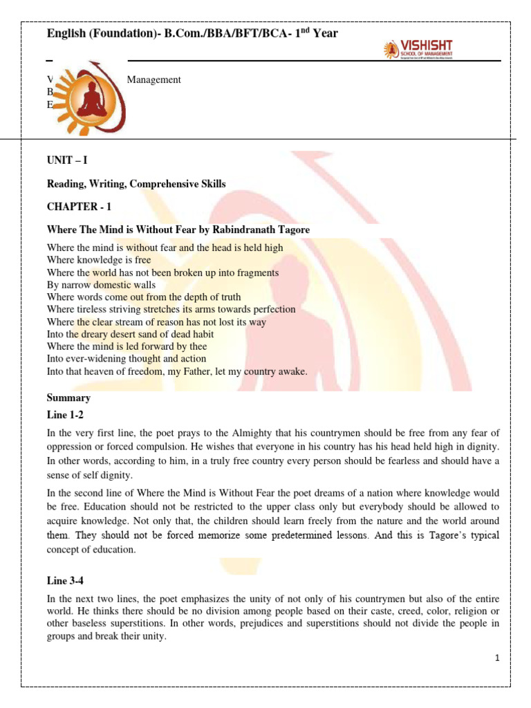 BBA 1st Year English Foundation Notes | PDF | Verb | Vocabulary