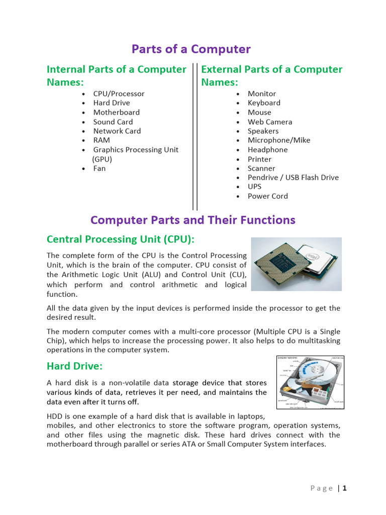 Overview of Computer Parts and Functions | PDF | Network Interface ...
