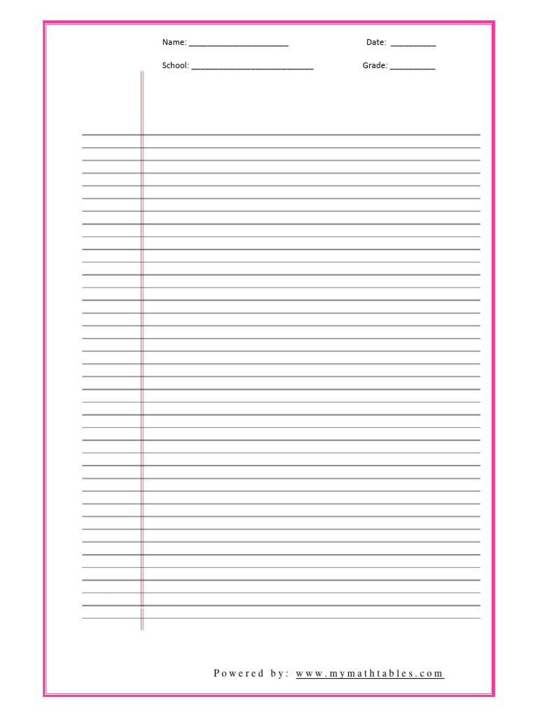 Printable Letter Writing Narrow Worksheets | PDF