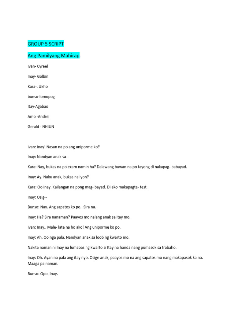 Group 5 Script-Wps Office | PDF