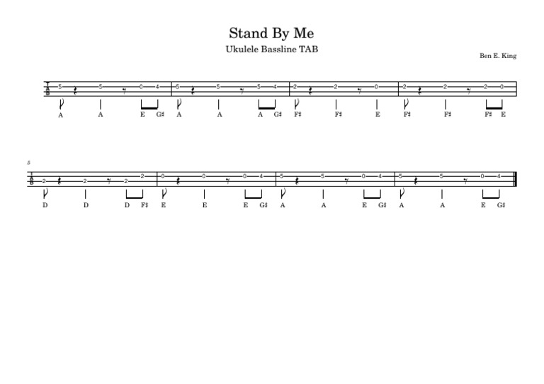 Stand By Me Ukulele Bassline TAB PDF