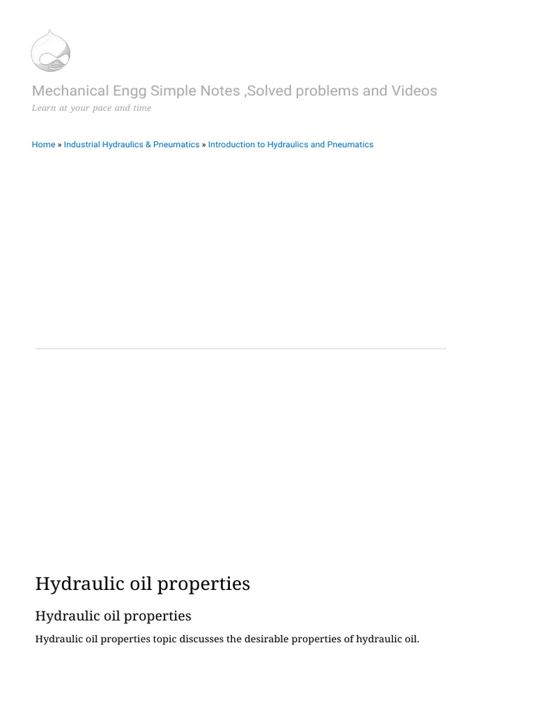 Hydraulic oil properties PDF Liquids Viscosity