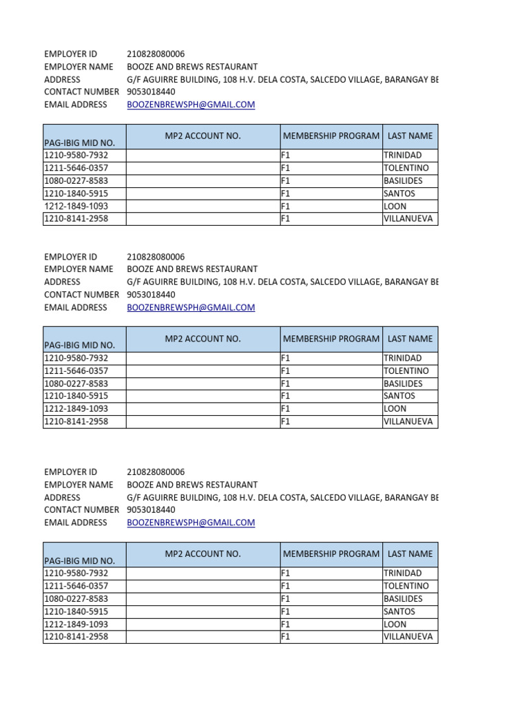 Booze & Brews Employee PAGIBIG PDF