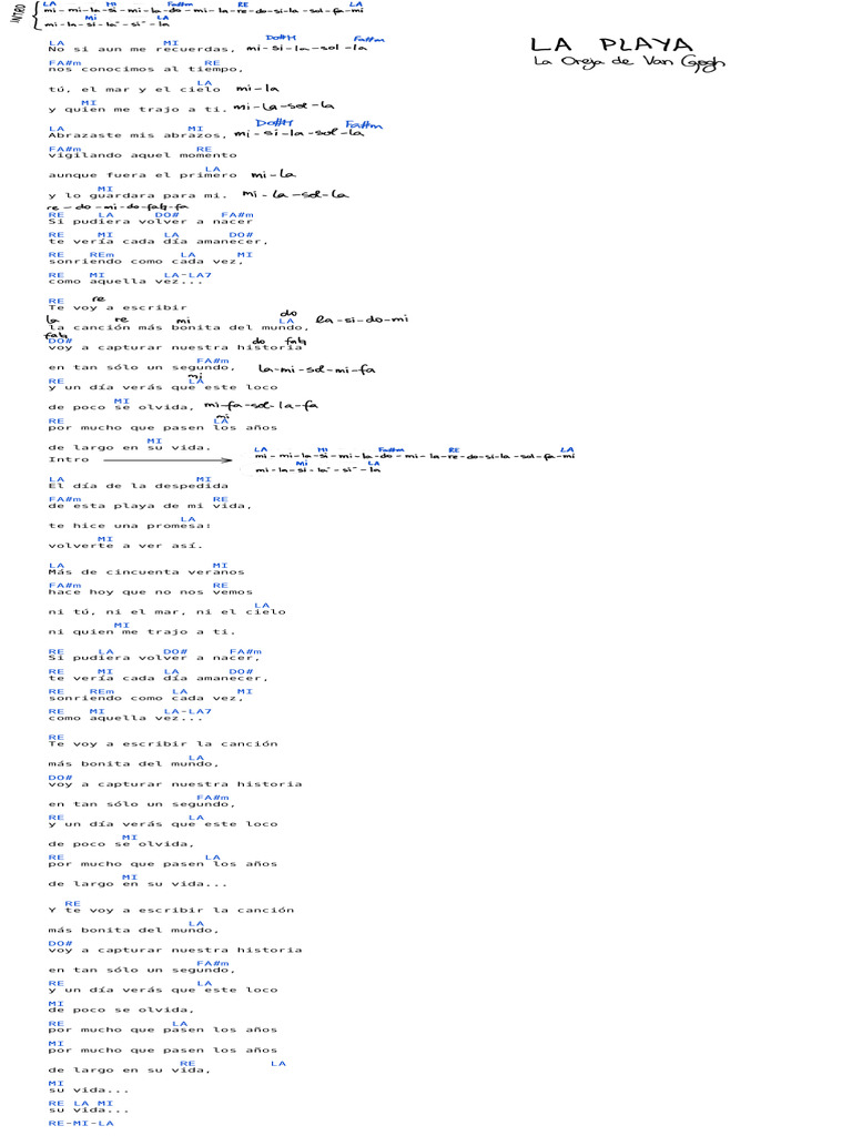 LA PLAYA La Oreja de Van